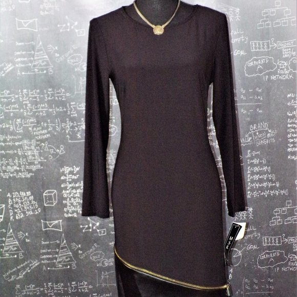 MSK Faux Leather Panel Asymmertrical Sheath Dress - Picture 1 of 7